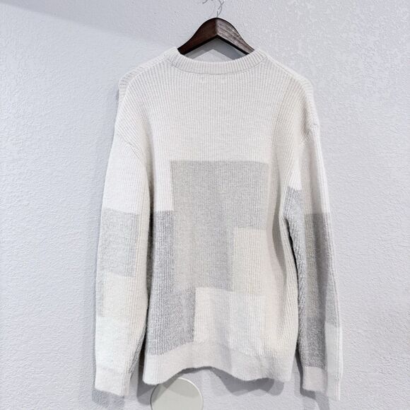 Zara Wool Blend Textured Patchwork Sweater Crew Neck Size Medium Pullover Knit - Picture 2 of 10